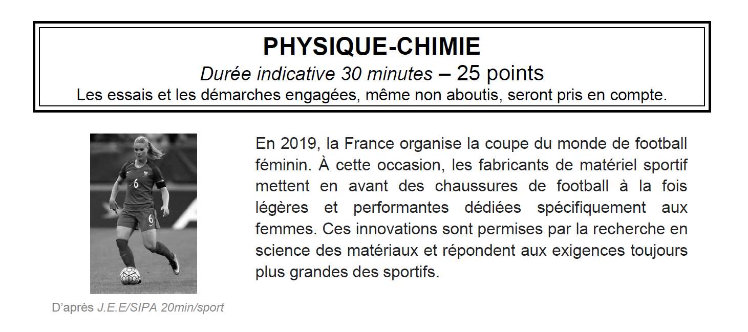 Sujet Brevet : Coupe Du Monde De Football – Sciences Physiques -chimie